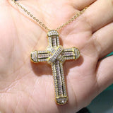 925 Silver&Gold Fill Cross Pendant CZ Wedding Necklace