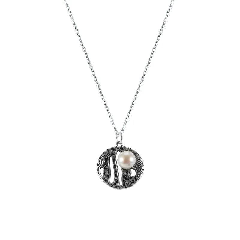 925 Silver Vintage Pearl Necklace Antique Pendant Jewelry
