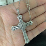 Cross Pendant 925 Sterling Silver CZ Women Necklace