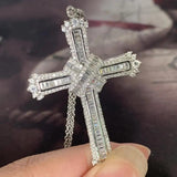 Cross Pendant 925 Sterling Silver CZ Women Necklace