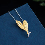 925 Silver Plated Leaf Necklace Chinese Style Pendant Necklaces for Women