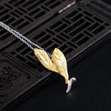 925 Silver Plated Leaf Necklace Chinese Style Pendant Necklaces for Women