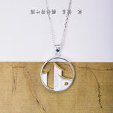 Chinese Style Eaves House Pendant Necklace 925 Sterling Silver Chain XL038