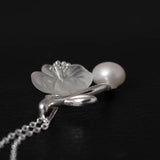 925 Silver Freshwater Pearl Pendant Necklace Retro Crystal Choker XL028