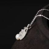925 Silver Freshwater Pearl Pendant Necklace Retro Crystal Choker XL028