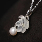 925 Silver Freshwater Pearl Pendant Necklace Retro Crystal Choker XL028