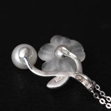 925 Silver Freshwater Pearl Pendant Necklace Retro Crystal Choker XL028