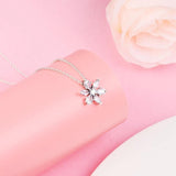 925 Silver Sparkling Herbarium Cluster Pendant Necklace Crystal Chain Women