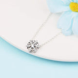 925 Silver Snowflake Pendant Necklace Crystal Chain