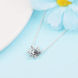 925 Silver Snowflake Pendant Necklace Crystal Chain
