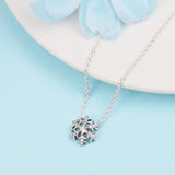 925 Silver Snowflake Pendant Necklace Crystal Chain