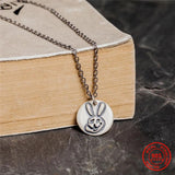 925 Sterling Silver Bunny Coin Pendant Necklace Punk Style