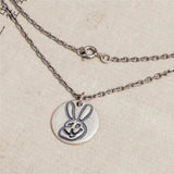925 Sterling Silver Bunny Coin Pendant Necklace Punk Style