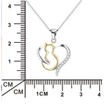 S925 Sterling Silver Cat Pendant Necklace with Crystal