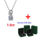 1CT Moissanite Heart Prong Necklace D Brilliant Silver