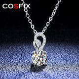 1CT Moissanite Heart Prong Necklace D Brilliant Silver