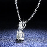 1CT Moissanite Heart Prong Necklace D Brilliant Silver