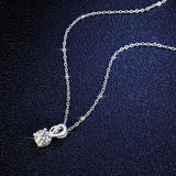 1CT Moissanite Heart Prong Necklace D Brilliant Silver