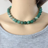 Green/Red Veins Agate 12MM Necklace