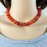 Green/Red Veins Agate 12MM Necklace