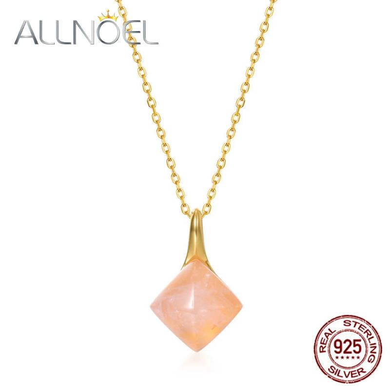Sterling Silver Women's Pendant Rose Quartz Necklace
