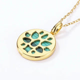 925 Silver Pendant Necklace Malachite Flower Plated Wedding Fine Jewelry