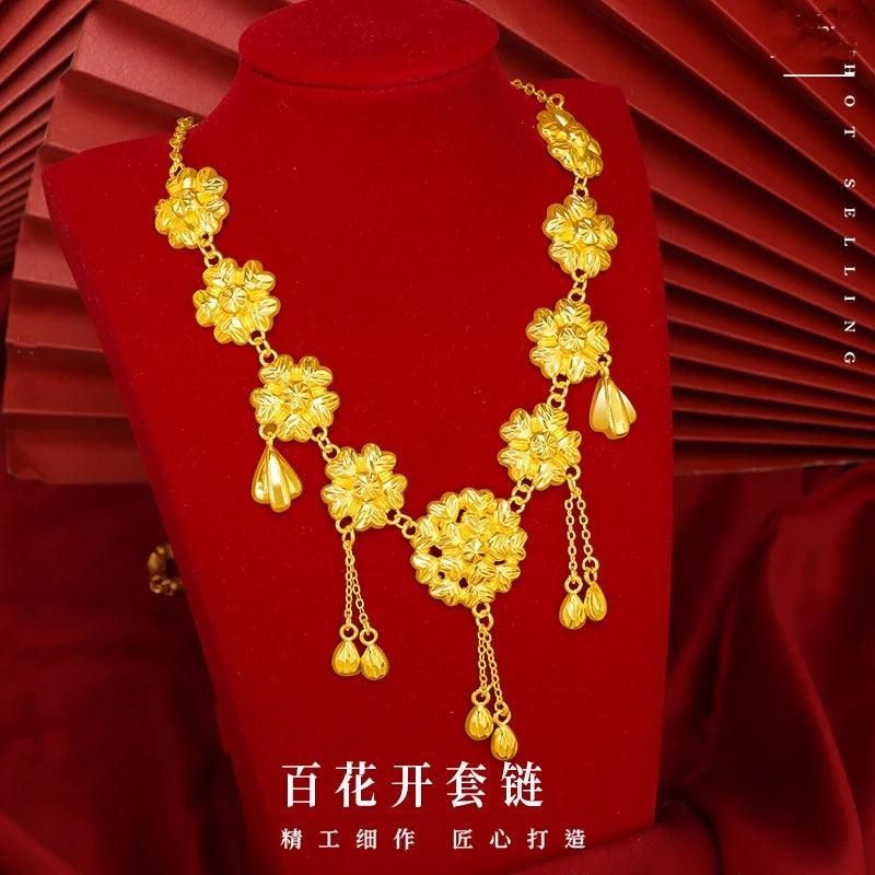 NC5332 Flower Tassel 24KT Necklace for Bride
