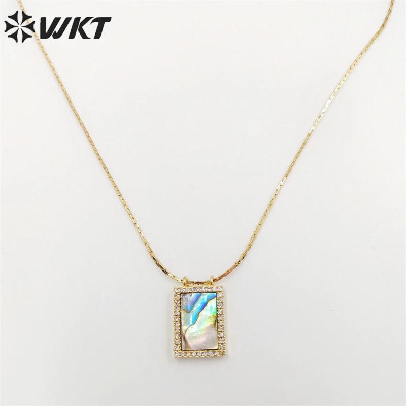 Elegant Pearl & Abalone Shell Square Necklace for Wedding Party