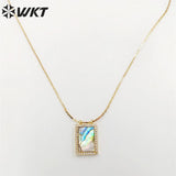 Elegant Pearl & Abalone Shell Square Necklace for Wedding Party