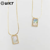 Elegant Pearl & Abalone Shell Square Necklace for Wedding Party