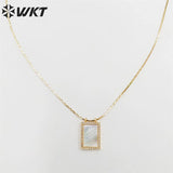Elegant Pearl & Abalone Shell Square Necklace for Wedding Party