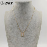 Elegant Pearl & Abalone Shell Square Necklace for Wedding Party
