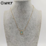 Elegant Pearl & Abalone Shell Square Necklace for Wedding Party