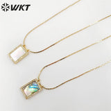 Elegant Pearl & Abalone Shell Square Necklace for Wedding Party
