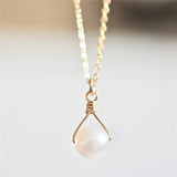 14K Filled Pearl Charm Necklace Jewelry Pendants Boho Necklace For Women