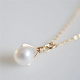 14K Filled Pearl Charm Necklace Jewelry Pendants Boho Necklace For Women