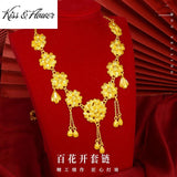 NK332 Flower Tassel 24KT Necklace for Woman Bride