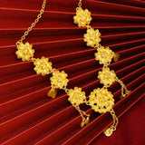 NK332 Flower Tassel 24KT Necklace for Woman Bride