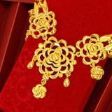 NK334 Flower 24KT Necklace for Bride Wedding Anniversary