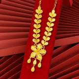 Flower Lily Tassel 24KT Necklace Fine Jewelry Woman Bride