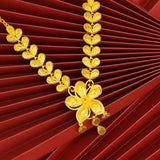 Flower Lily Tassel 24KT Necklace Fine Jewelry Woman Bride