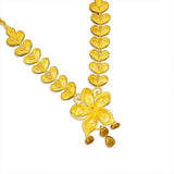 Flower Lily Tassel 24KT Necklace Fine Jewelry Woman Bride