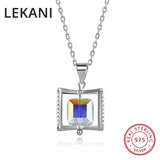 Austria Crystal Cube Rotating Pendant Necklace 925 Silver Jewelry