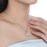 Austria Crystal Cube Rotating Pendant Necklace 925 Silver Jewelry