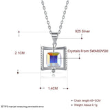 Austria Crystal Cube Rotating Pendant Necklace 925 Silver Jewelry