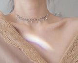 Bohi Princess Tassel Stones Short Necklace Choker Real. 925 Sterling Silver