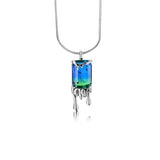 Real 925 Silver Rectangle Tourmaline Choker Necklace for Women Punk Jewelry