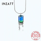 Real 925 Silver Rectangle Tourmaline Choker Necklace for Women Punk Jewelry