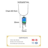 Real 925 Silver Rectangle Tourmaline Choker Necklace for Women Punk Jewelry