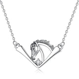 925 Silver Horse Necklace Zircon Pendant Men Women Jewelry Gift